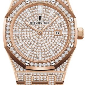 Audemars Piguet Royal Oak 33mm Quartz Rose Gold - Pave Diamond Dial, Case, Bezel and Bracelet (Ref# 67652OR.ZZ.1265OR.01)