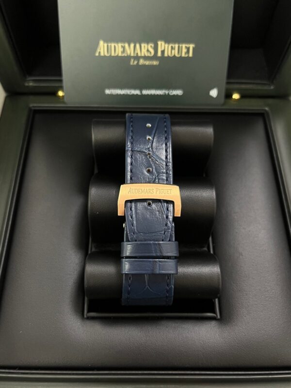 Audemars Piguet Royal Oak Chronograph 41mm 18k Rose Gold Blue Dial On Leather 26240OR.OO.D315CR.02 - Image 8
