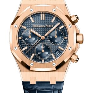 Audemars Piguet Royal Oak Chronograph 41mm 18k Rose Gold Blue Dial On Leather 26240OR.OO.D315CR.02
