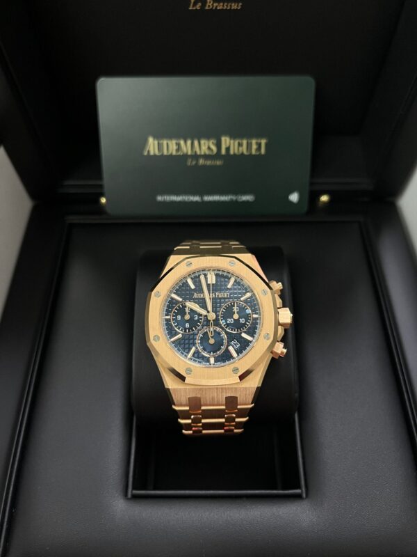 Audemars Piguet Royal Oak Chronograph Selfwinding Chronograph Blue Dial Rose gold 38mm Reference # 26715OR.OO.1356OR.01 - Image 10