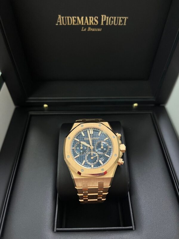 Audemars Piguet Royal Oak Chronograph Selfwinding Chronograph Blue Dial Rose gold 38mm Reference # 26715OR.OO.1356OR.01 - Image 11