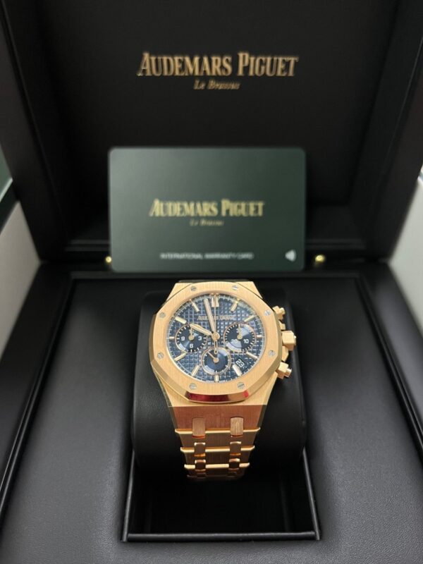 Audemars Piguet Royal Oak Chronograph Selfwinding Chronograph Blue Dial Rose gold 38mm Reference # 26715OR.OO.1356OR.01 - Image 9