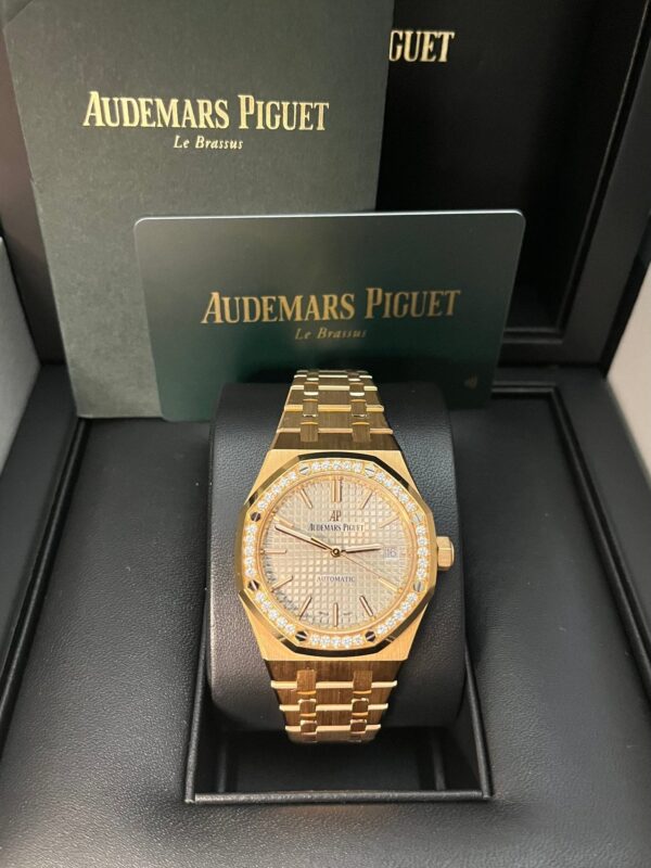 Audemars Piguet Royal Oak Lady 37mm Rose Gold Diamond Bezel Grey Dial 15451OR.ZZ.1256OR.02 - Image 4