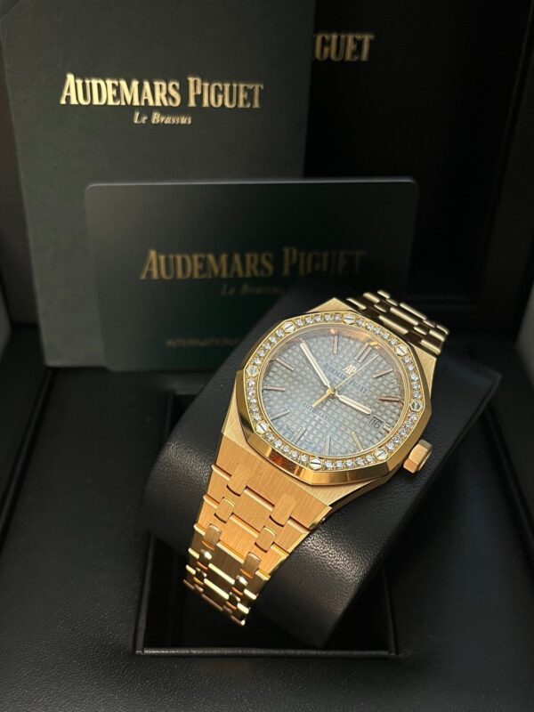 Audemars Piguet Royal Oak Lady 37mm Rose Gold Diamond Bezel Grey Dial 15451OR.ZZ.1256OR.02 - Image 9