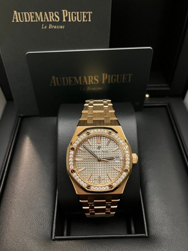 Audemars Piguet Royal Oak Lady 37mm Rose Gold Diamond Bezel Grey Dial 15451OR.ZZ.1256OR.02 - Image 3