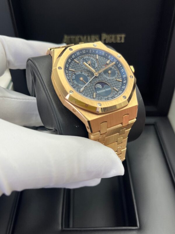 Audemars Piguet Royal Oak Perpetual Calendar/ 18k Rose Gold/ Blue Dial/ Blue Sub-Dials (Ref#26574OR.OO.1220OR.02) - Image 11