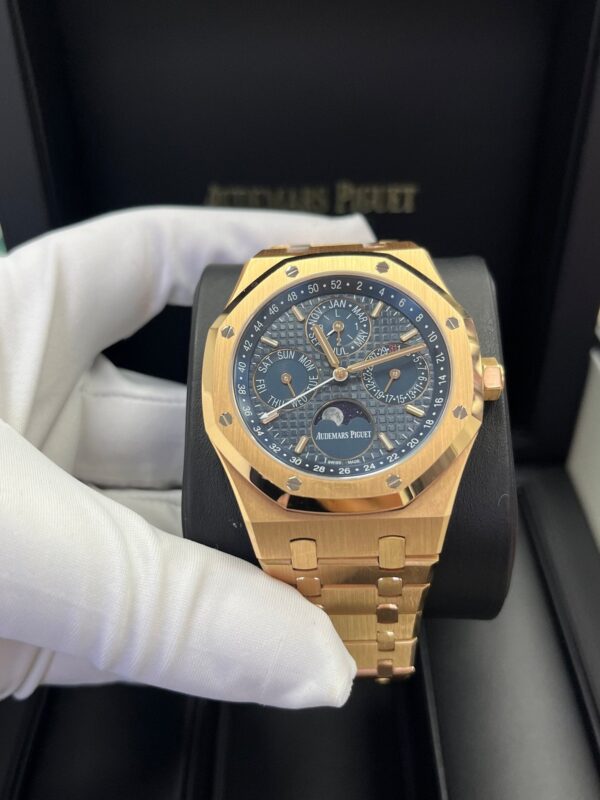 Audemars Piguet Royal Oak Perpetual Calendar/ 18k Rose Gold/ Blue Dial/ Blue Sub-Dials (Ref#26574OR.OO.1220OR.02) - Image 12