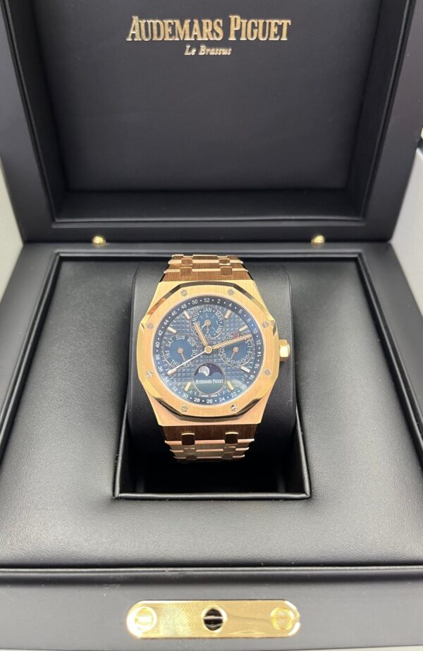 Audemars Piguet Royal Oak Perpetual Calendar/ 18k Rose Gold/ Blue Dial/ Blue Sub-Dials (Ref#26574OR.OO.1220OR.02) - Image 6