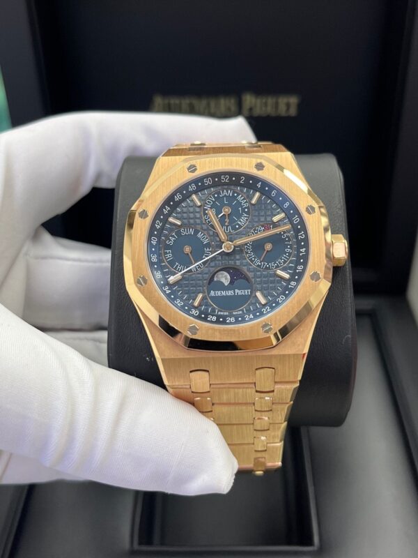Audemars Piguet Royal Oak Perpetual Calendar/ 18k Rose Gold/ Blue Dial/ Blue Sub-Dials (Ref#26574OR.OO.1220OR.02) - Image 3