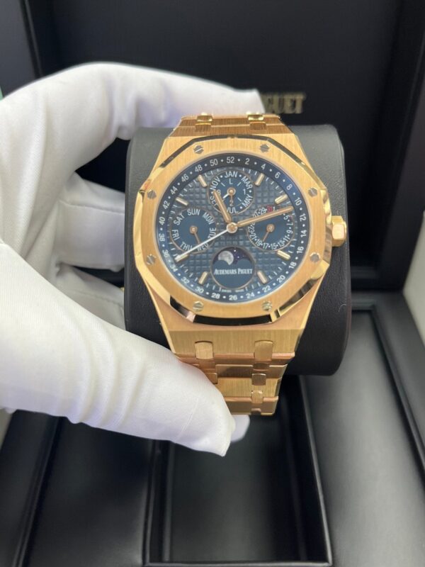 Audemars Piguet Royal Oak Perpetual Calendar/ 18k Rose Gold/ Blue Dial/ Blue Sub-Dials (Ref#26574OR.OO.1220OR.02) - Image 8