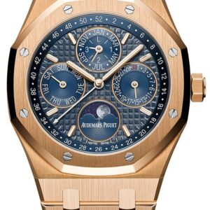 Audemars Piguet Royal Oak Perpetual Calendar/ 18k Rose Gold/ Blue Dial/ Blue Sub-Dials (Ref#26574OR.OO.1220OR.02)