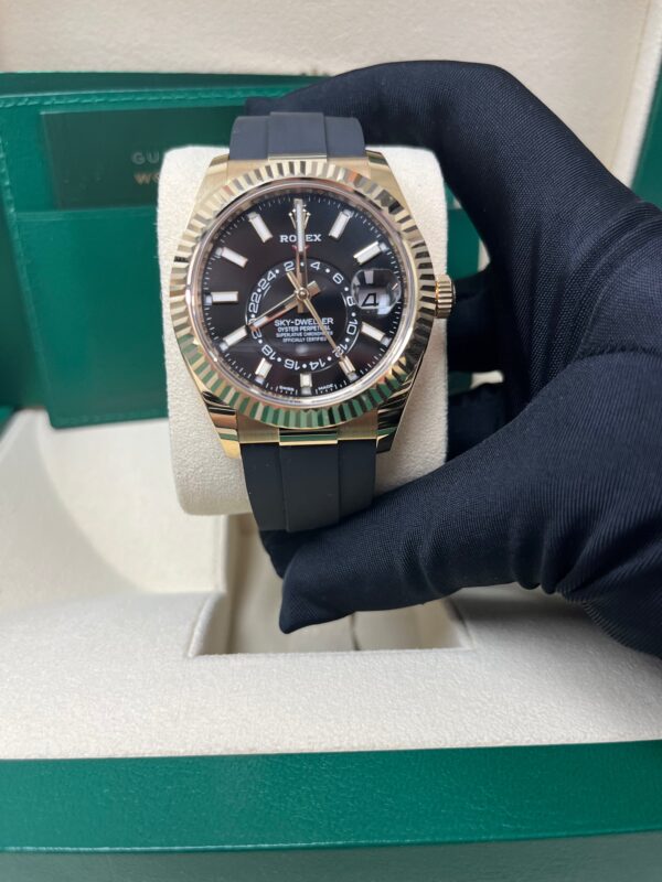 Rolex Yellow Gold Sky-Dweller Watch - Black Index Dial - Oysterflex Bracelet (Ref# 326238) - Image 12