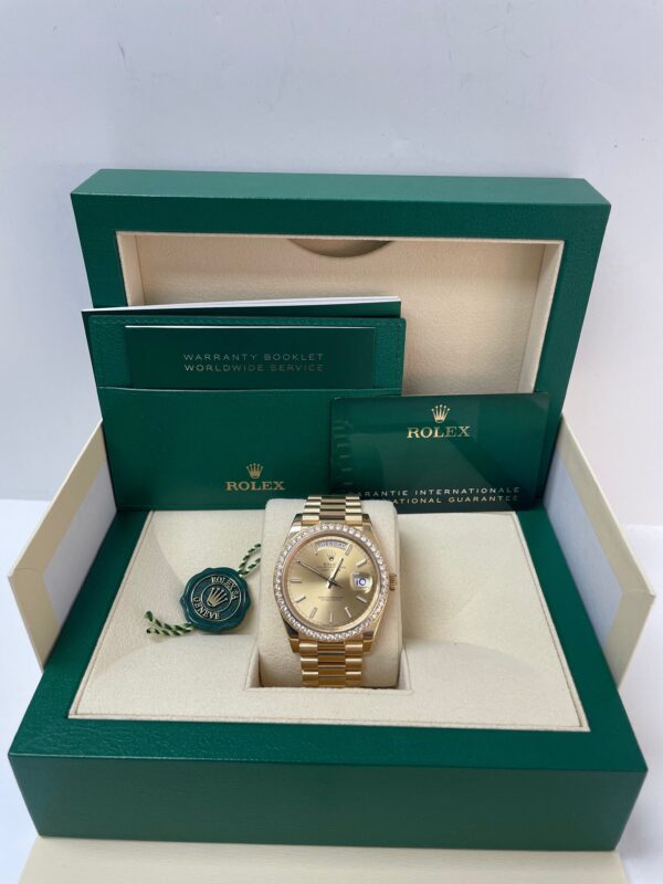 Rolex Yellow Gold Day-Date 40 Watch - Yellow Gold Bezel - Champagne Index Dial - President Bracelet ( Ref# 228348RBR) - Image 2