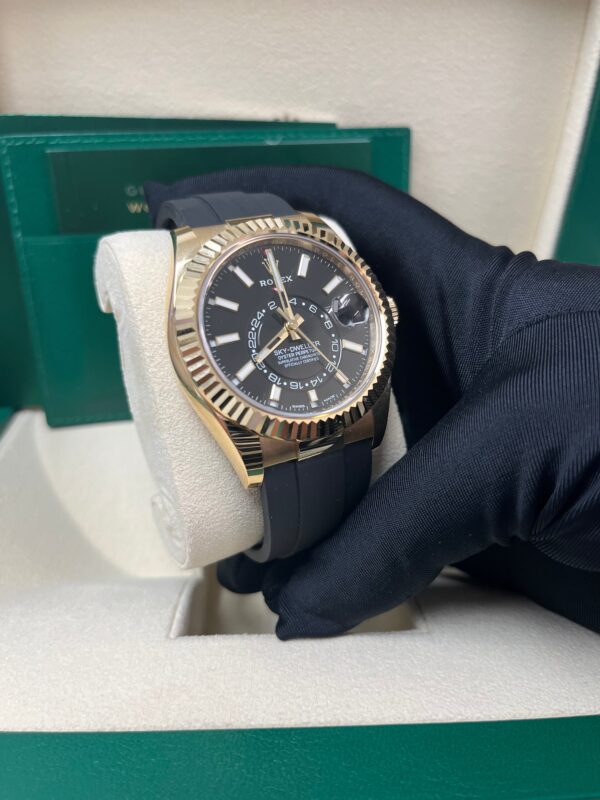 Rolex Yellow Gold Sky-Dweller Watch - Black Index Dial - Oysterflex Bracelet (Ref# 326238) - Image 4