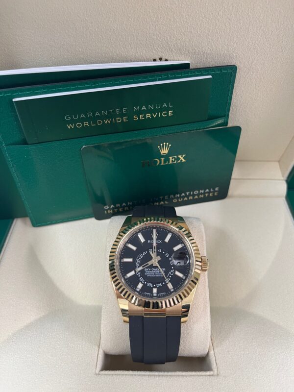 Rolex Yellow Gold Sky-Dweller Watch - Black Index Dial - Oysterflex Bracelet (Ref# 326238) - Image 6