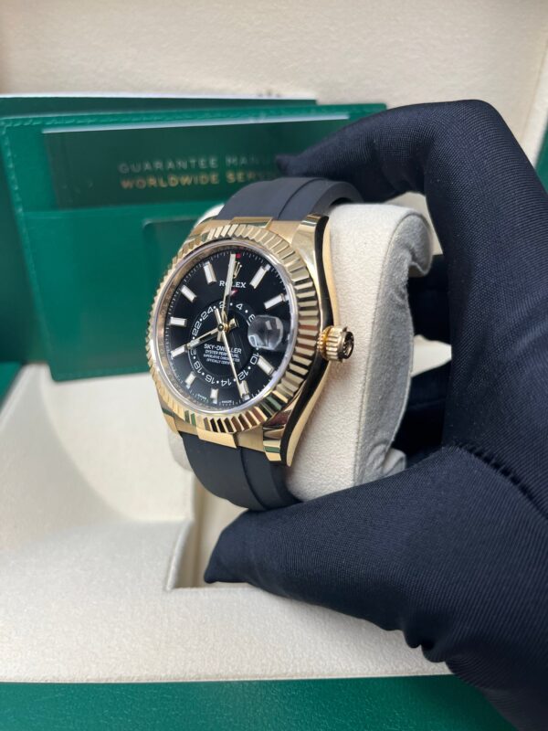 Rolex Yellow Gold Sky-Dweller Watch - Black Index Dial - Oysterflex Bracelet (Ref# 326238) - Image 11