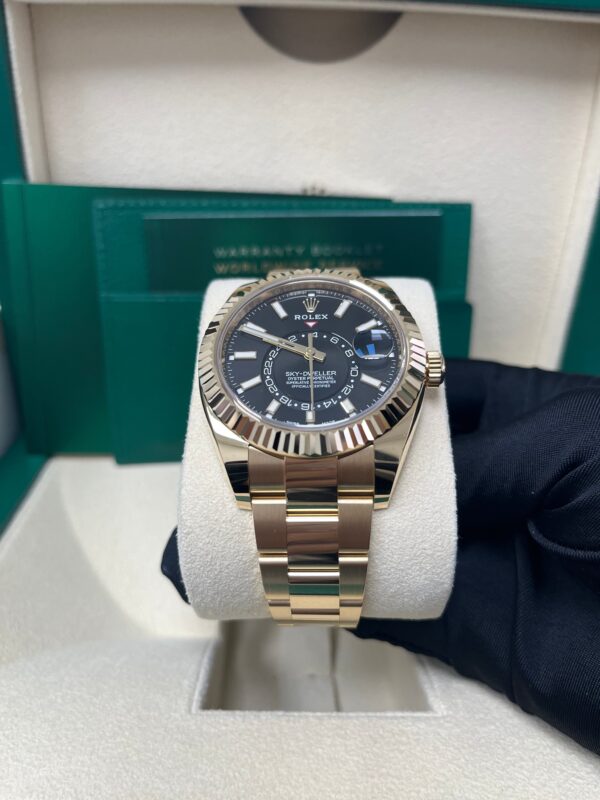 Rolex Yellow Gold Sky-Dweller Watch - Black Index Dial - Oyster Bracelet (Ref# 326938) - Image 8