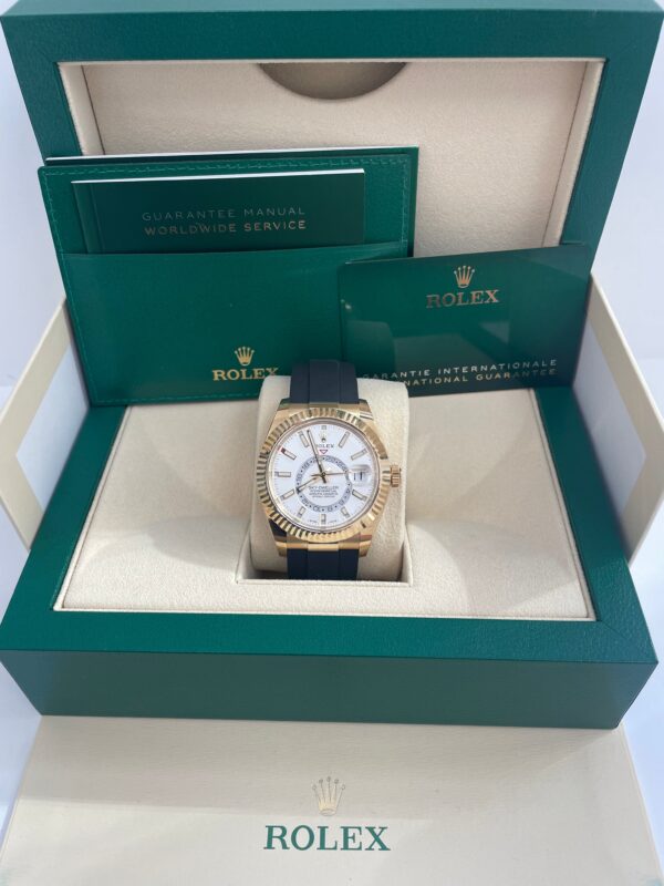 Rolex Yellow Gold Sky-Dweller Watch - White Index Dial - Oysterflex Bracelet  (Ref# 326238) - Image 2
