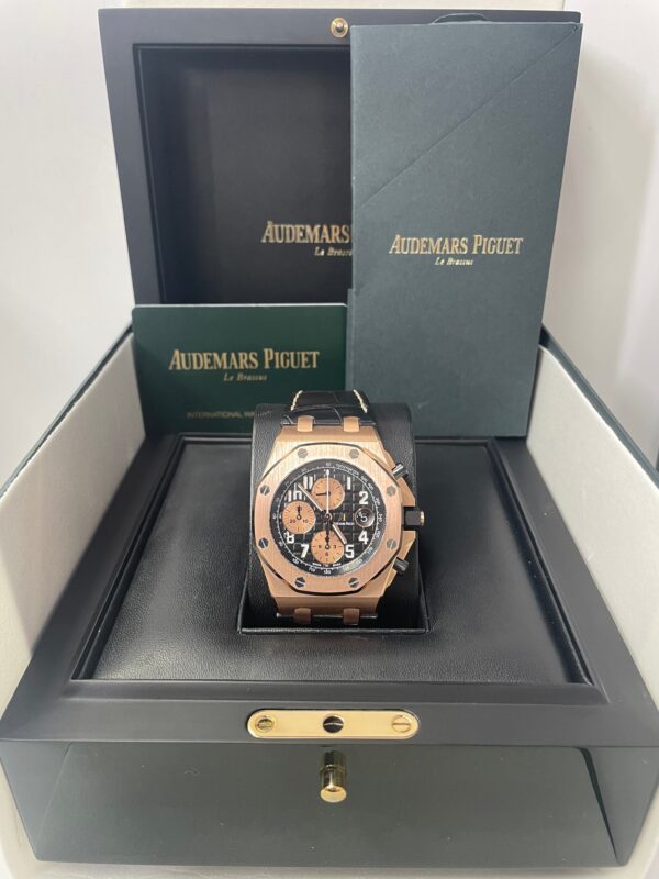Audemars Piguet Royal Oak Offshore Selfwinding Chronograph / Rose Gold/ Black Dial/ Rose Sub-Dials/ Ceramic Bezel (Ref#26470OR.OO.A002CR.02) - Image 4