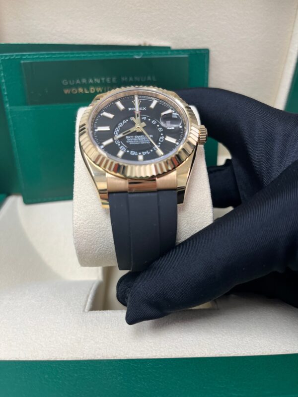 Rolex Yellow Gold Sky-Dweller Watch - Black Index Dial - Oysterflex Bracelet (Ref# 326238) - Image 2