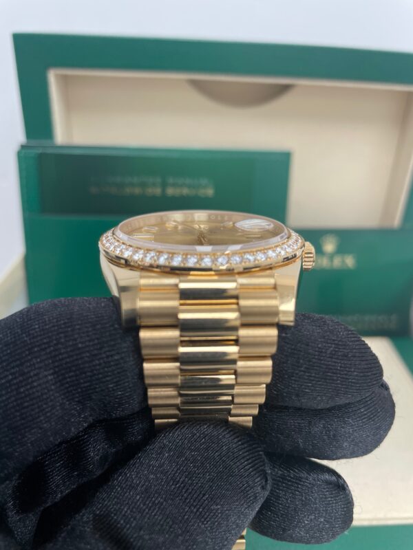 Rolex Yellow Gold Day-Date 40 Watch - Yellow Gold Bezel - Champagne Baguette Diamond Dial - President Bracelet ( Ref# 228348RBR) - Image 9