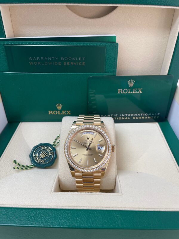 Rolex Yellow Gold Day-Date 40 Watch - Yellow Gold Bezel - Champagne Index Dial - President Bracelet ( Ref# 228348RBR) - Image 5