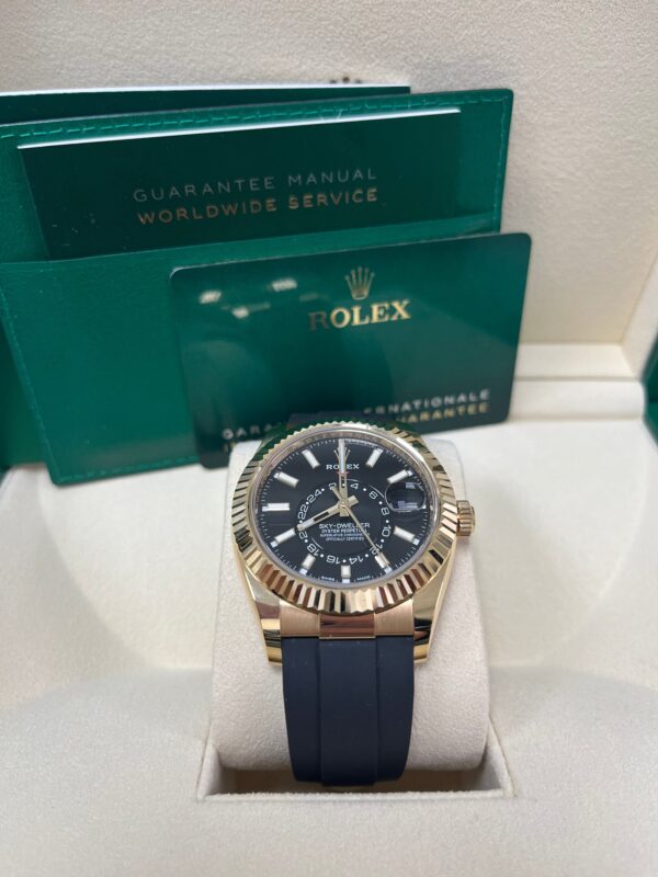 Rolex Yellow Gold Sky-Dweller Watch - Black Index Dial - Oysterflex Bracelet (Ref# 326238) - Image 5