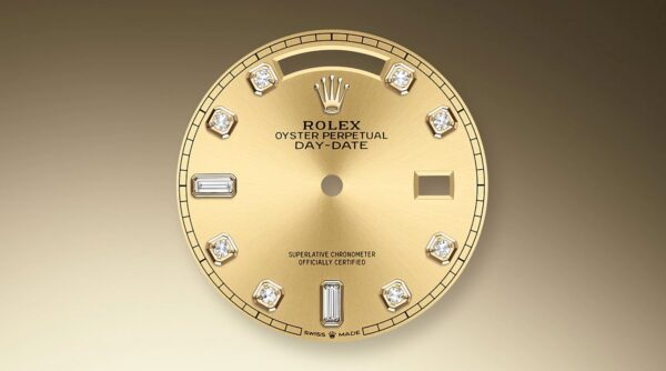 Rolex Yellow Gold Day-Date 36 Watch - Fluted Bezel - Champagne Diamond Dial - Diamond President Bracelet - Image 4