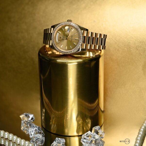 Rolex Yellow Gold Day-Date 40 Watch - Yellow Gold Bezel - Champagne Index Dial - President Bracelet ( Ref# 228348RBR) - Image 3