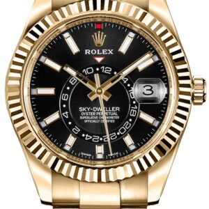 Rolex Yellow Gold Sky-Dweller Watch - Black Index Dial - Oyster Bracelet (Ref# 326938)