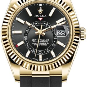 Rolex Yellow Gold Sky-Dweller Watch - Black Index Dial - Oysterflex Bracelet (Ref# 326238)
