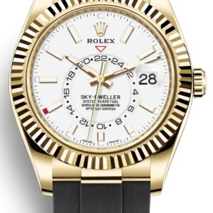 Rolex Yellow Gold Sky-Dweller Watch - White Index Dial - Oysterflex Bracelet  (Ref# 326238)