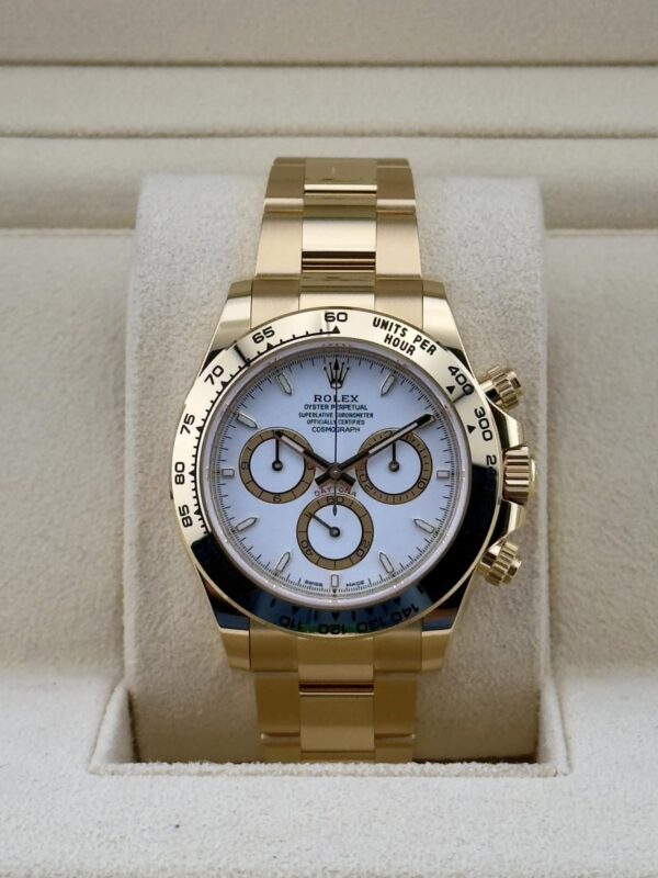 Rolex Yellow Gold White Index Dial Daytona Oyster Bracelet 126508 - Image 6