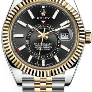 Rolex Yellow Rolesor Sky-Dweller Watch - Black Index Dial - Jubilee Bracelet (Ref # 336933)