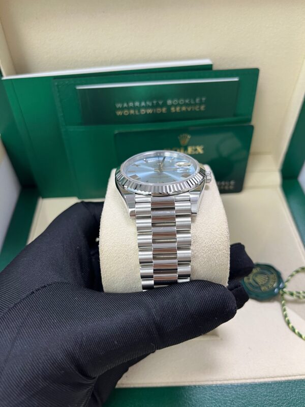 Rolex Day-Date 40 Platinum Day-Date 40 Watch - Fluted Bezel - Ice Blue Roman Dial President Bracelet 228236 - Image 8