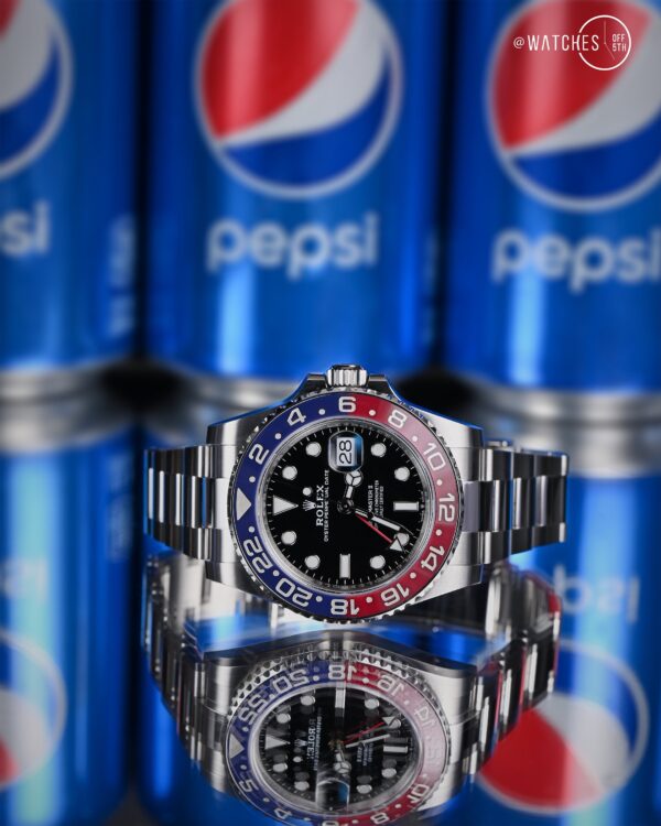 Rolex Steel GMT-Master II 40 Watch - Blue And Red Pepsi Bezel - Black Dial - Oyster Bracelet (Ref# 126710BLRO) - Image 8
