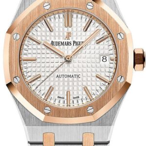 Audemars Piguet Royal Oak Selfwinding Rose Gold and Steel White Dial 37mm Ladies Watch (Reference #15450SR.OO.1256SR.01)