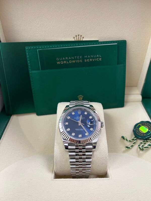 Rolex Datejust 41 Fluted Bezel Blue Diamond Dial Jubilee Bracelet 126334 - Image 6