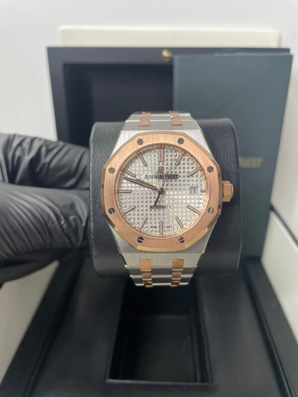 Audemars Piguet Royal Oak Selfwinding Rose Gold and Steel White Dial 37mm Ladies Watch (Reference #15450SR.OO.1256SR.01) - Image 8