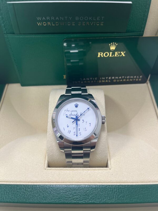 Rolex Steel Milgauss Watch Green Crystal - 116400GV Custom Mad in time Dial - Image 8