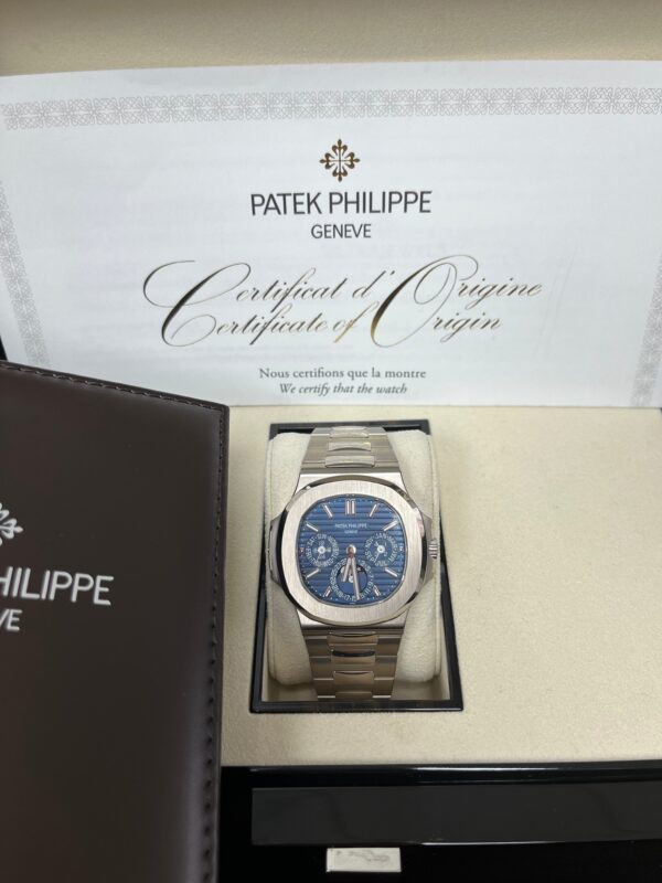 Patek Philippe Nautilus Perpetual Calendar Sunburst White Gold/ Blue Dial (Ref#5740/1G-001) - Image 7