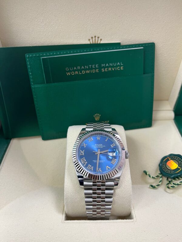 Rolex Datejust 41 Two-Tone White Gold & Steel - Blue Roman Dial - Fluted Bezel (Ref# 126334) - Image 6
