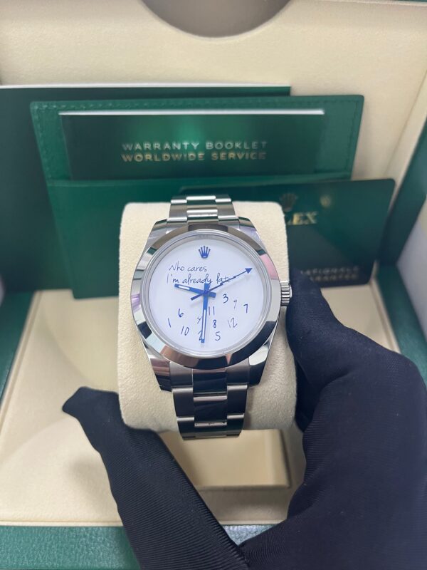 Rolex Steel Milgauss Watch Green Crystal - 116400GV Custom Mad in time Dial - Image 11