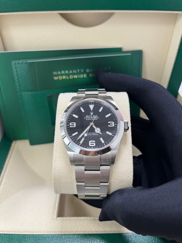 Rolex Explorer Oystersteel 40 Watch Smooth Bezel Black Index Arabic Dial Oyster Bracelet 224270 - Image 9