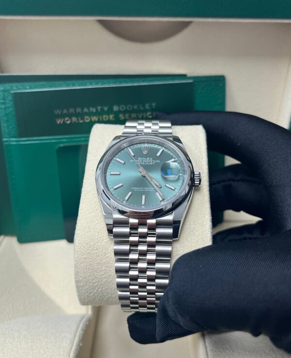 Rolex Datejust 36 Domed Bezel Mint Green Index Dial Jubilee Bracelet 126200 - Image 8