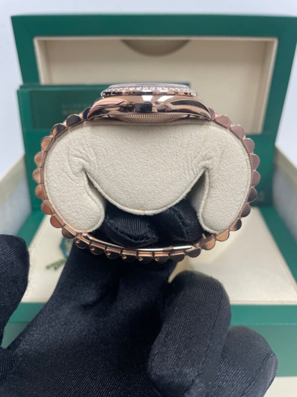 Rolex Everose Gold Datejust 31 Watch - Diamond Bezel - Rhodium Diamond Six Dial - President Bracelet  (Reference # 278285RBR) - Image 6