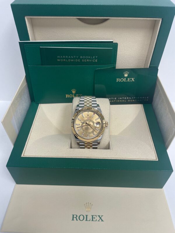 Rolex Sky-Dweller Two-Tone Stainless Steel - Yellow Gold Champagne Index Dial -Jubilee Bracelet (Ref# 326933) - Image 4