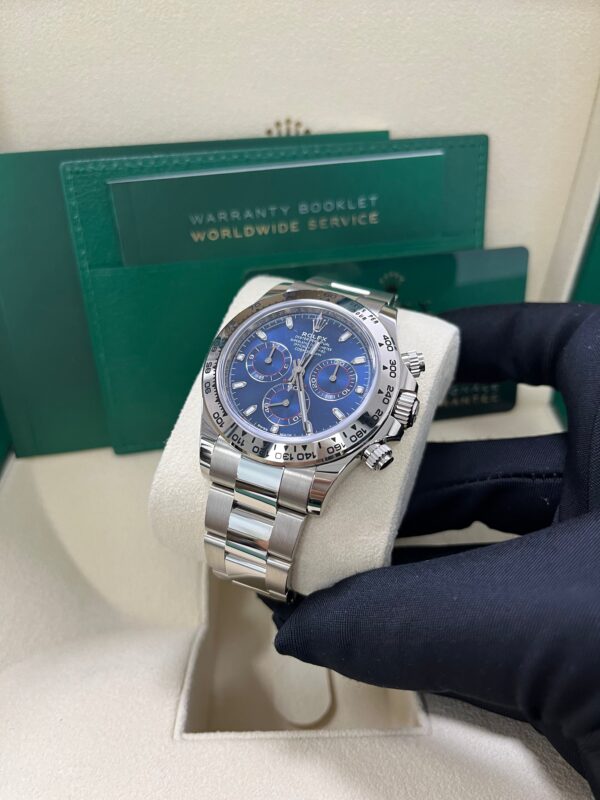 Rolex Daytona White Gold Cosmograph 40 Watch - Blue Index Dial (Ref# 116509) - Image 9