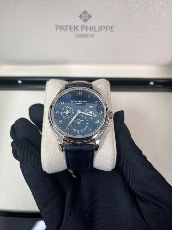 Patek Philippe Grand Complications Perpetual Calendar Moon Phase White Gold/ Royal Blue Dial & Strap (Ref#5327G-001) - Image 10