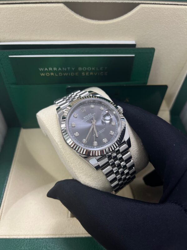 Rolex Datejust 41-18K White Gold & Steel - Dark Rhodium Diamond Dial - Jubilee (Ref # 126334) - Image 2